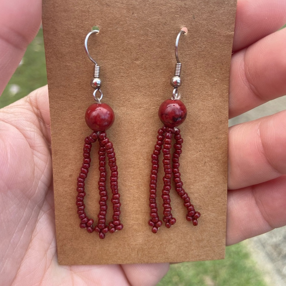 Wine color earrings